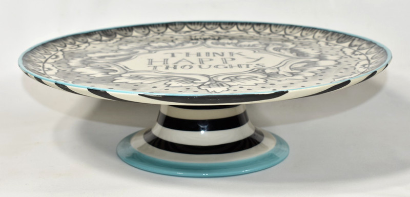 Molly Hatch Anthropologie Think Happy Thoughts Cake Stand Plate 14" Collectible gallery