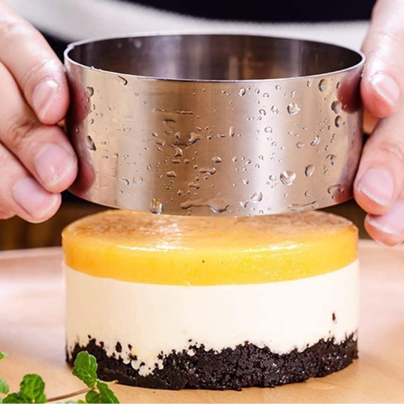 round Cake Ring Mold, Stainless Steel 3” Cooking Crumpet Rings with 1 Pusher & 4 gallery