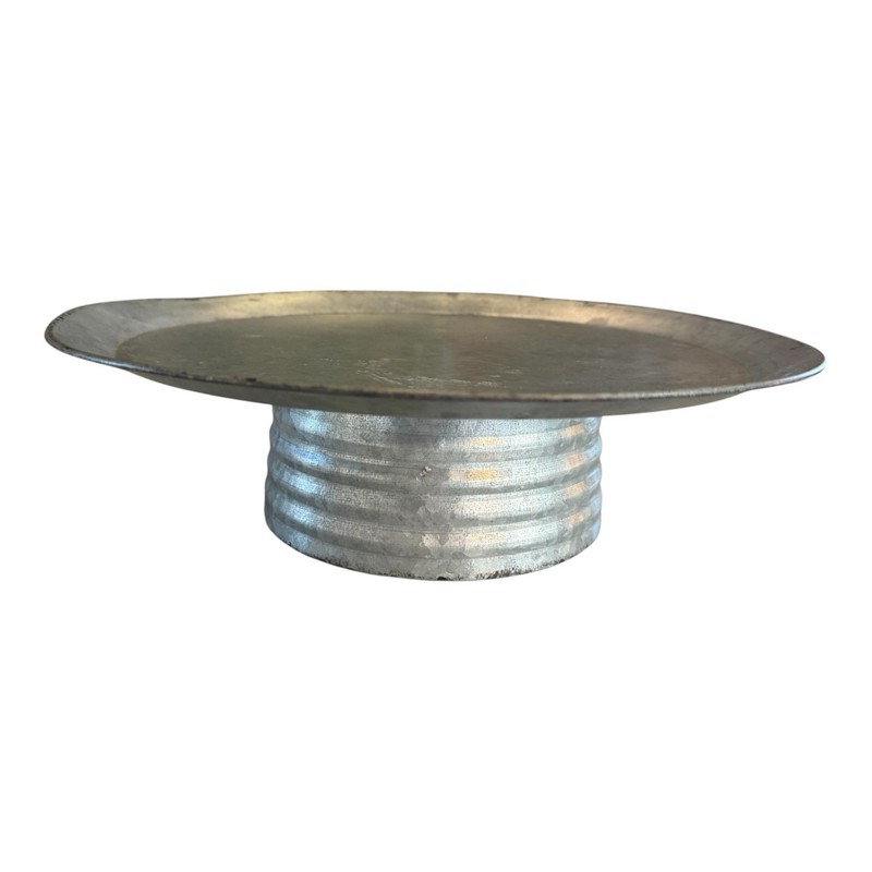 Galvanized Metal Farmhouse Cake Stand 14” Rustic Pedestal Dessert Display Tray