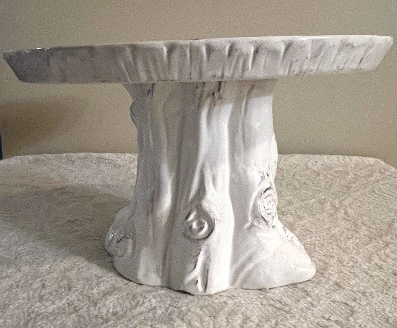 Pier 1 One Imports Owl Burrow Rustic Cream White Cake Stand Tree Faux Bois New gallery
