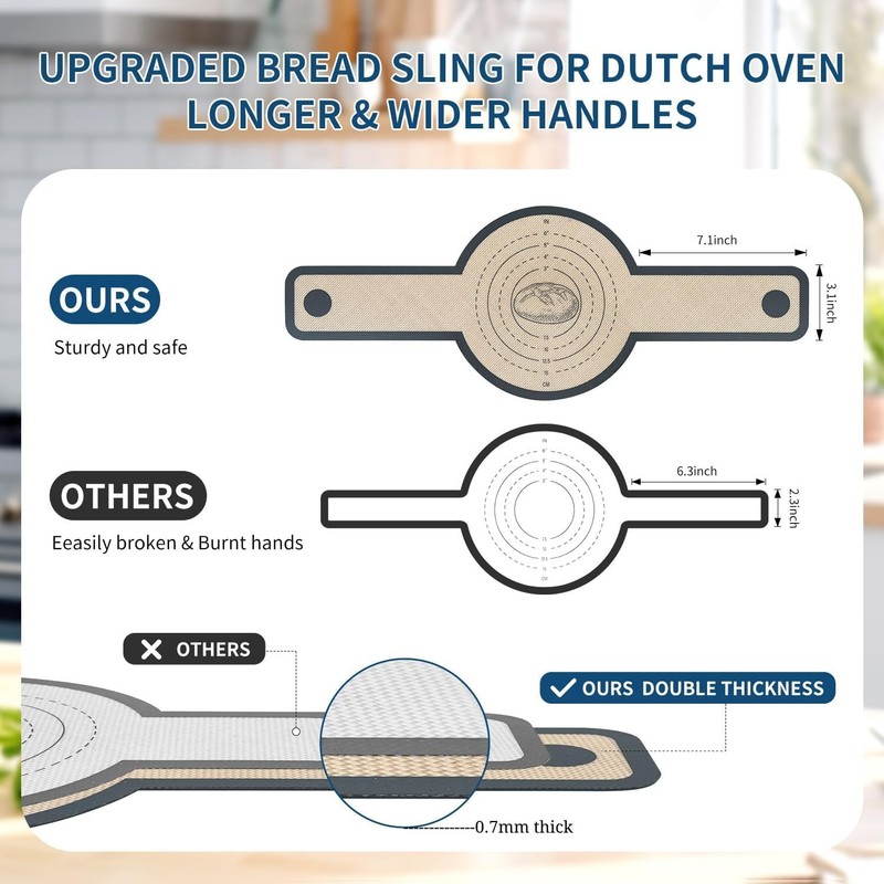 2 Pcs Silicone Bread Sling for Dutch Oven Liners 19.7*8.3, Gray gallery