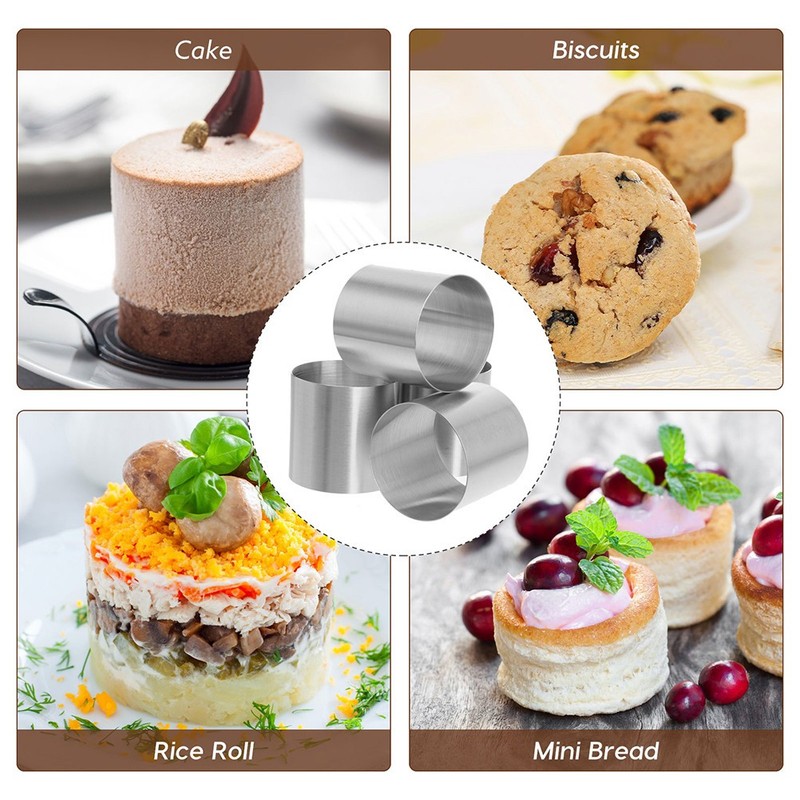 12 Pcs Cake Mold Travel Small Cylinder Mini Baking Mousse Ring Molds for gallery
