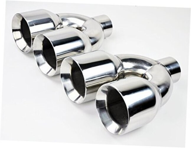 Dual 4″ Quad Staggered Stainless Steel Exhaust Tips for Chevy Corvette C6 05-13