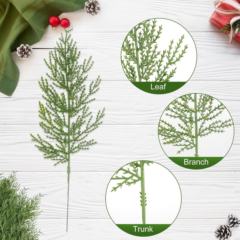 Hananona 40 Pcs Artificial Cedar Picks Plastic Green Christmas Wreath Decor gallery