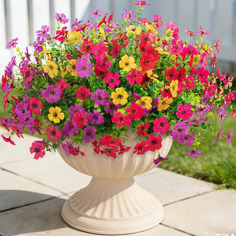 ADXORA 12 Bundles Artificial Flowers,Faux Small, Purple,red,yellow,hot Pink gallery