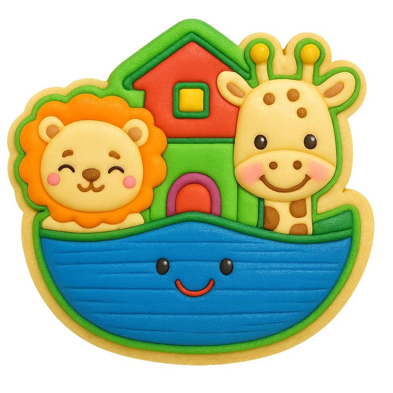 Kawaii Noah’s Ark Cookie Cutter – 4×3.8″ Fun Animal Birthday Baking