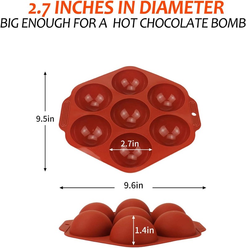 2 pcs Large 7-Cavity Semi Sphere Silicone Mold, Baking Mold for Making Hot gallery