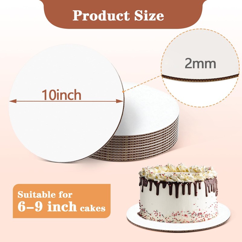 50PCS 10 Inch Round Cake Boards, Food-Grade Greaseproof Cardboard Cake Rounds... gallery