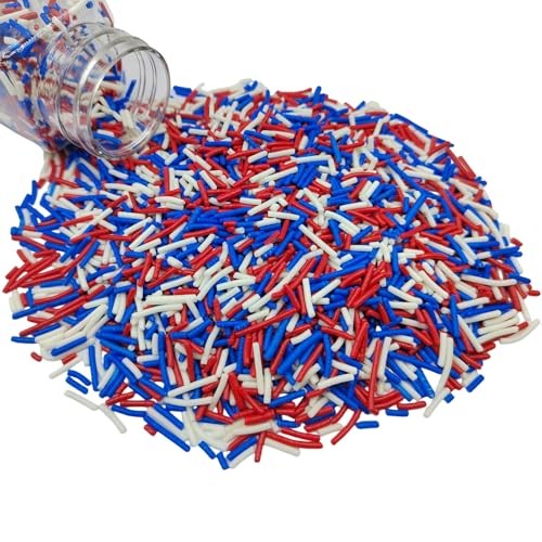 Patriotic Jimmies Sprinkles, Edible Jimmy Sprinkles Crunchy Red Blue White gallery