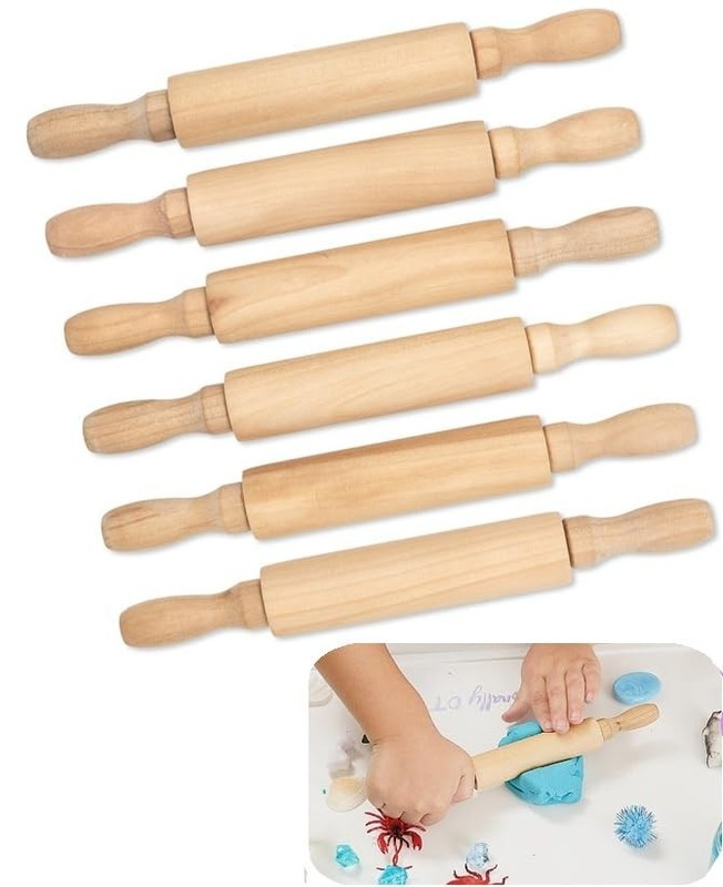 8-Inch Premium Kids Mini Rolling Pins (6-Pack) Splinter-Free, Non-Stick Hardw... gallery