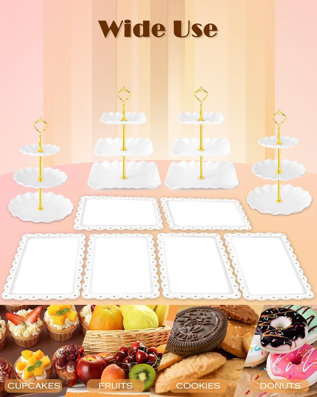 10 Pcs Cake Stand, Plastic Dessert Table Display Set, 4 Pcs 3 Tier Cupcake St... gallery