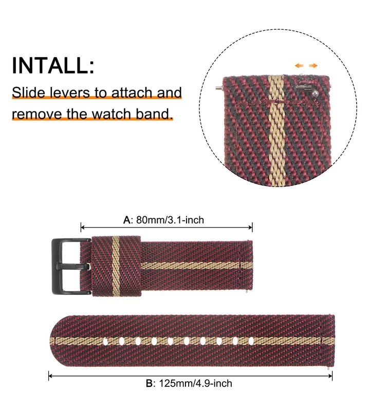 Red Cachi Nylon Watch Strap 22mm Width Nylon Strap for Men gallery