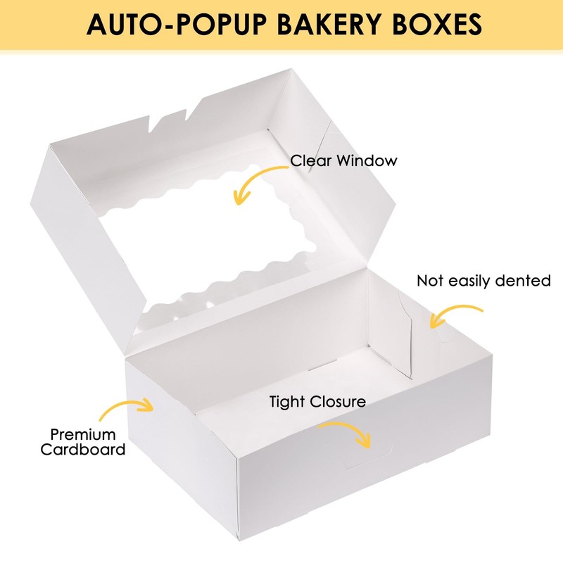 45pcs Cookie Boxes with Window, 9x6x3 Inch White Auto-Popup Bakery Boxes, Pas... gallery