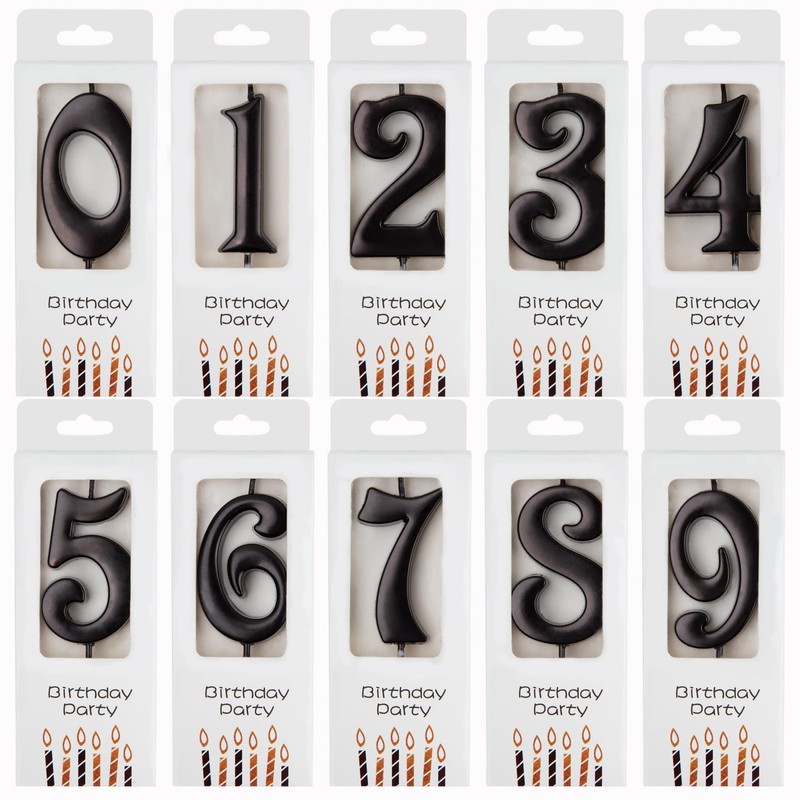 PHD CAKE 10-Count 0-9 Black Number Birthday Candles, One