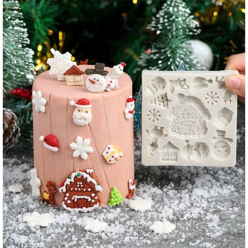 Fondant Baking Christmas Silicone Chocolate Decor Mold Cake Mould Snow Tree Deer gallery