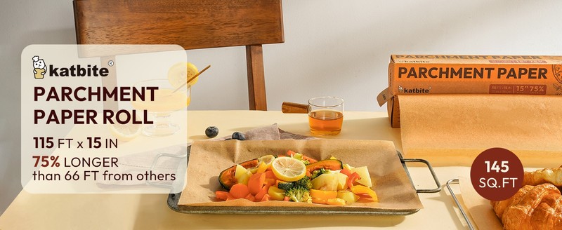Katbite Unbleached Parchment Paper Roll, 15in x 242ft, 300 Sq.Ft, gallery