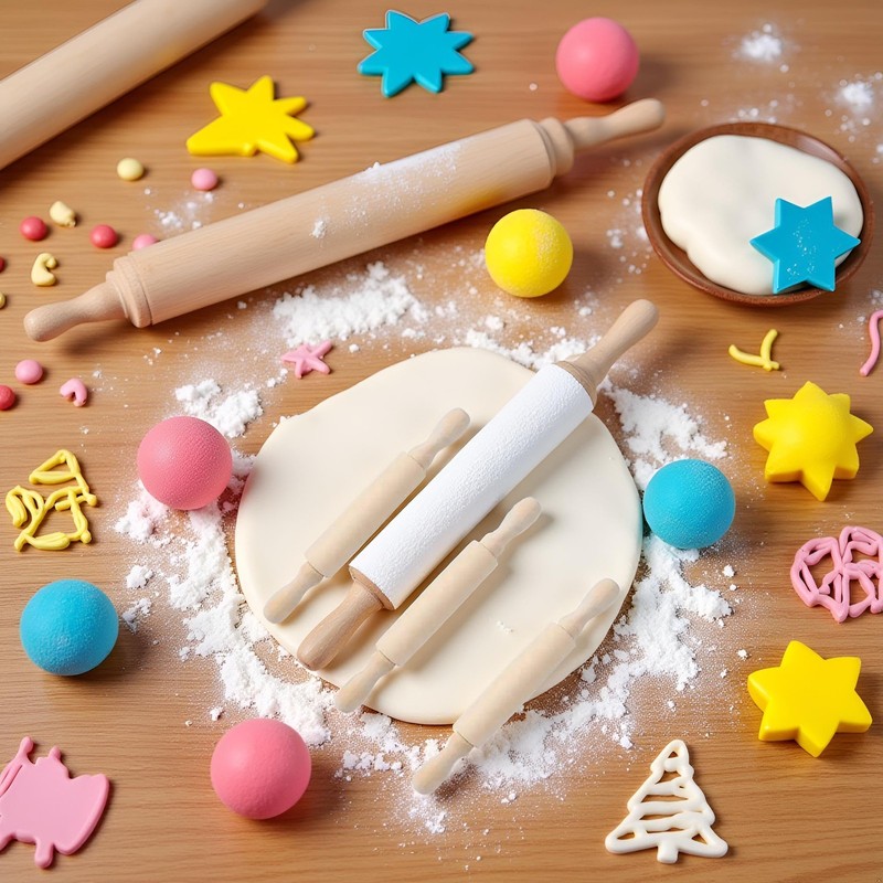 3Pcs Wooden Mini Rolling Pin Baking Small Dough 6 Inch, Natural Wood gallery