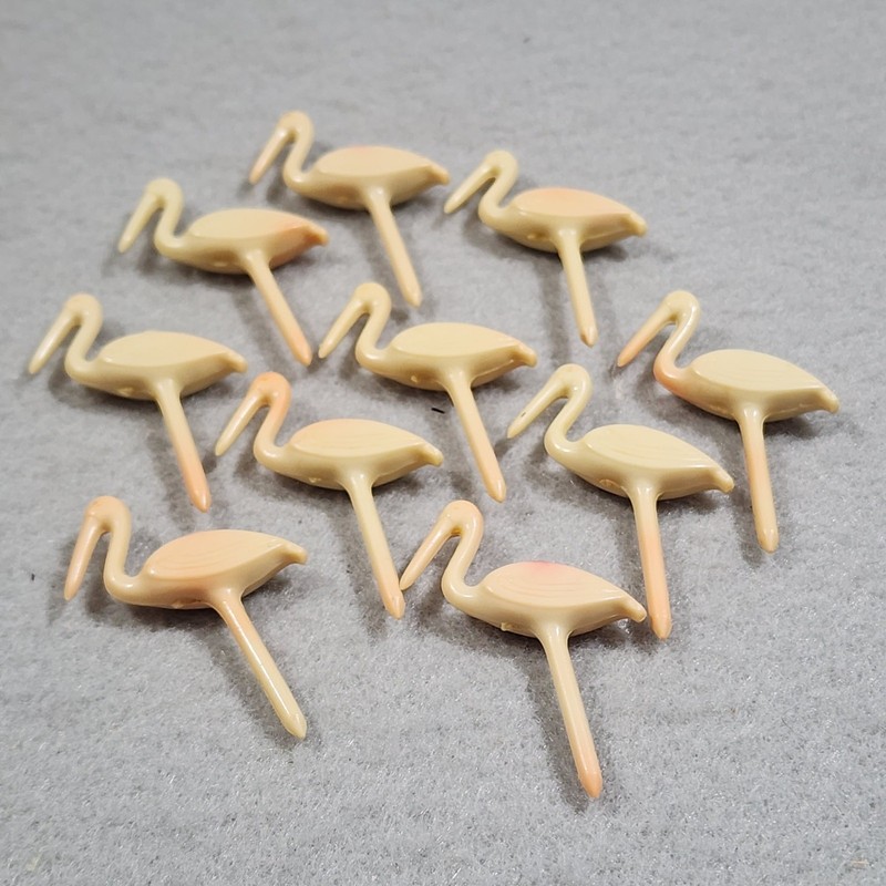 FLAMINGOS Birthday Candle Holders Lot of 10 Baby Picks Party Cake Retro Vintage