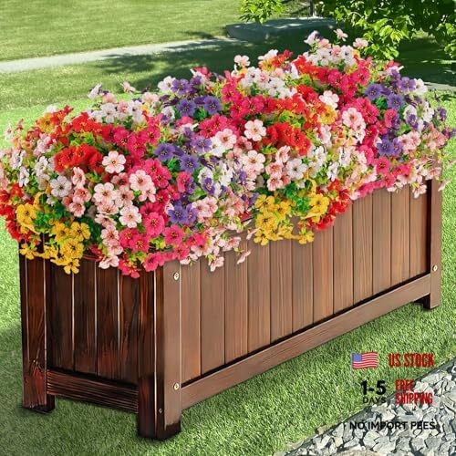 24 Bundles Artificial Flowers for Outdoor, Fake Plastic Plants for Spring