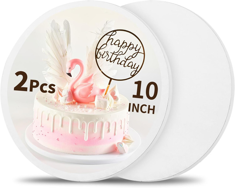 Cake Drums 10 Inch Round, 2 Pack Cake Boards 10 Inch, 1/2″ Thick Cake Base, Stur