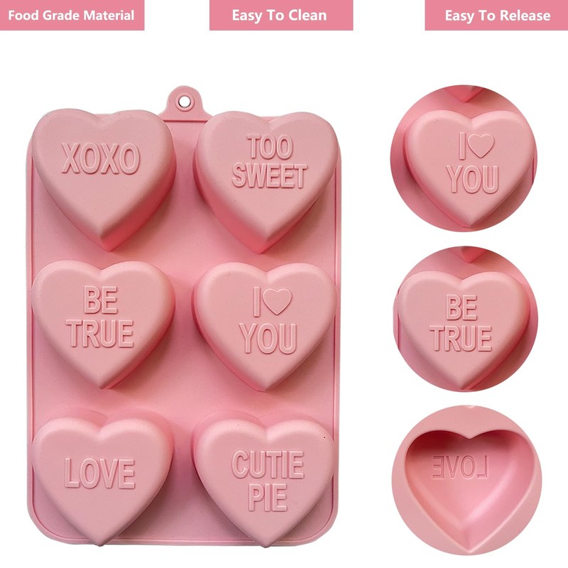 2 Pack 2.8 Inch Conversation Heart Molds 6 Cavity Silicone Muffin Pan Baking gallery