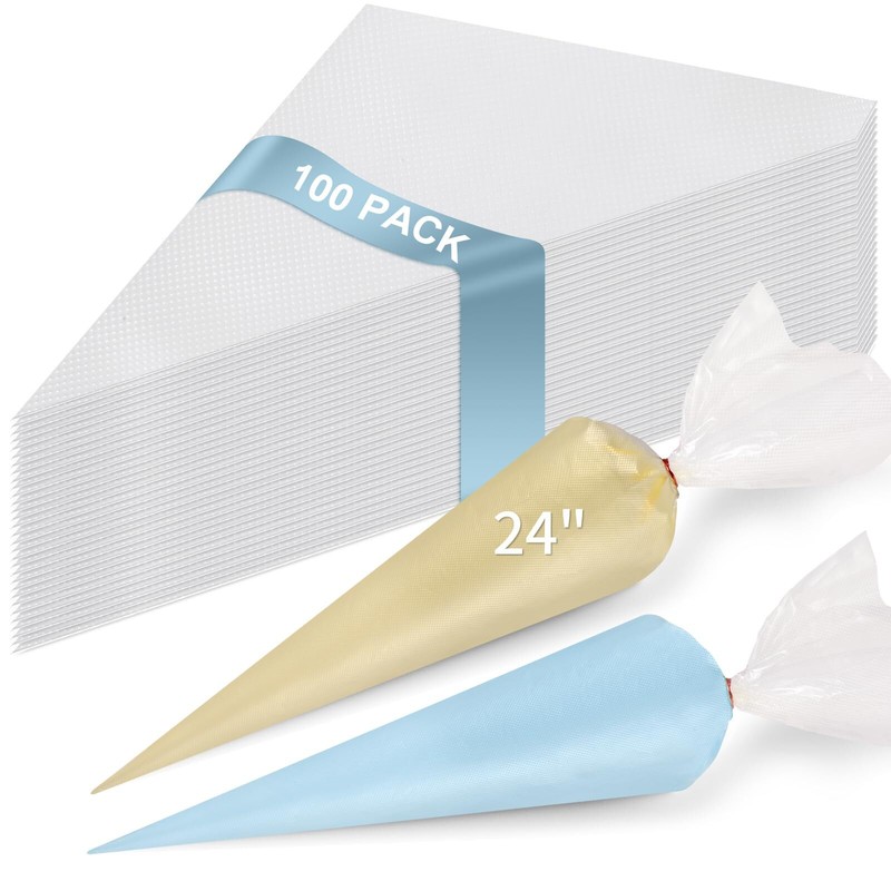 100 Pack 24 Inch Extra Large Piping Bags Disposable Icing Bags for Cakes Cookies