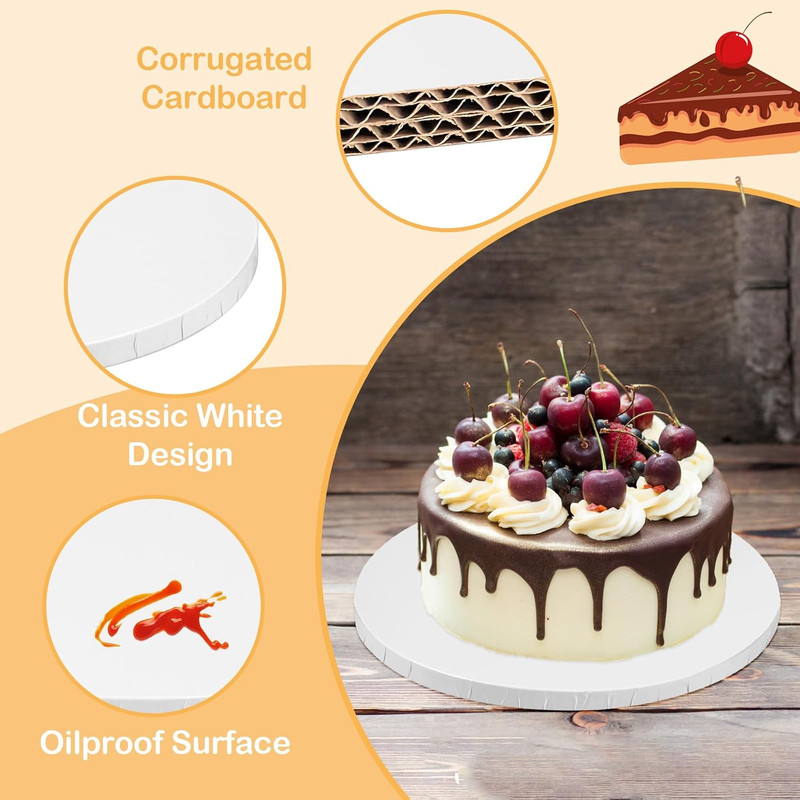 16 Inch Cake Boards, 2 Pcs Cake Drums 1/2" Thick, White Cakes Corrugated Cardboa gallery