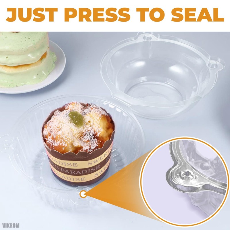 50 Plastic Single Individual Cupcake Containers, Clear Dome Box for Sandwich gallery