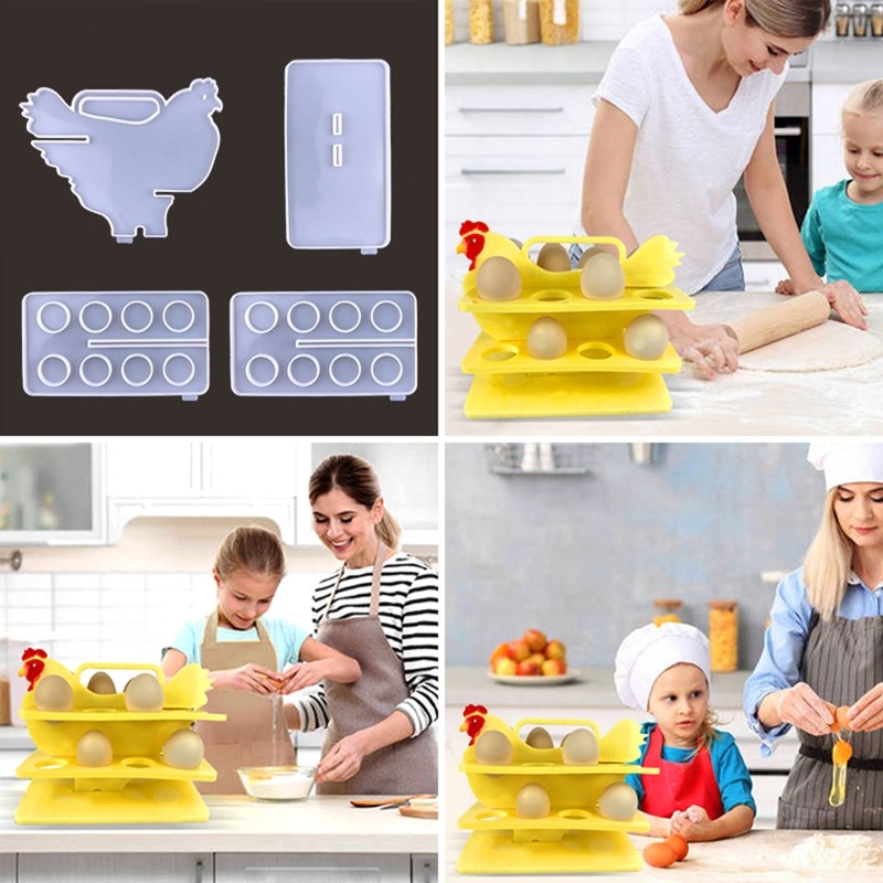 Egg Holder Tray Silicone Resin Molds 8 Cups Egg Storage Rack Molds for Resin gallery