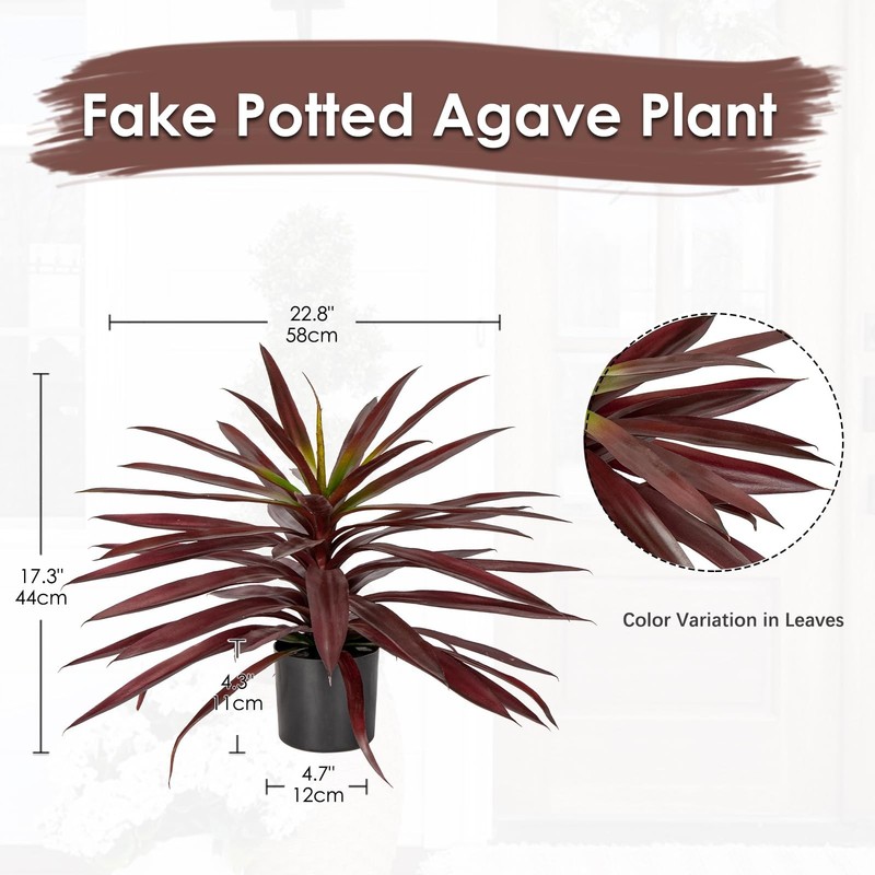 Briful Large Fake Agave Plant 17.3 Inch Red Artificial Yucca Potted Plants gallery