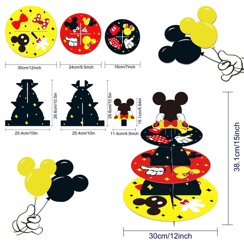Large 3-Tier Mickey Minnie Cupcake Stand 12Inch Cardboard Cupcake Tray for We... gallery
