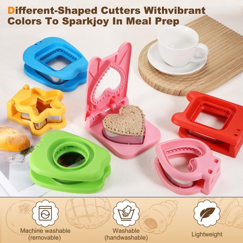 2 Pack Crustless Sandwich Cutter, Round/Square Apple(Red) gallery