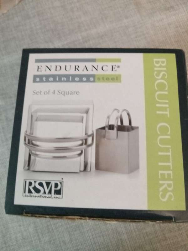Stainless Steel Square Biscuit Cutters, set of 4 Graduated Sizes With Handles gallery