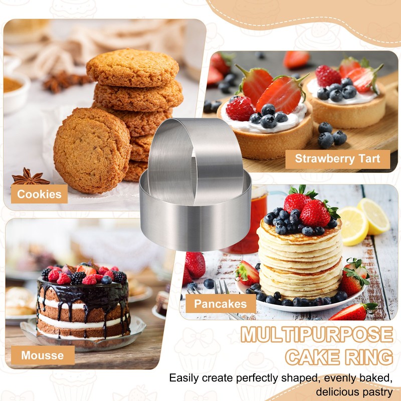 Round Cake Ring, 7.01" Dia x 3.15" H Stainless Steel Cooking Rings gallery