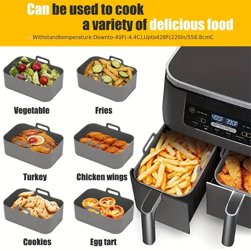 20cm X 12cm Silicone Air Fryer Liner Replacement Baking Tray Basket , Non-stick gallery