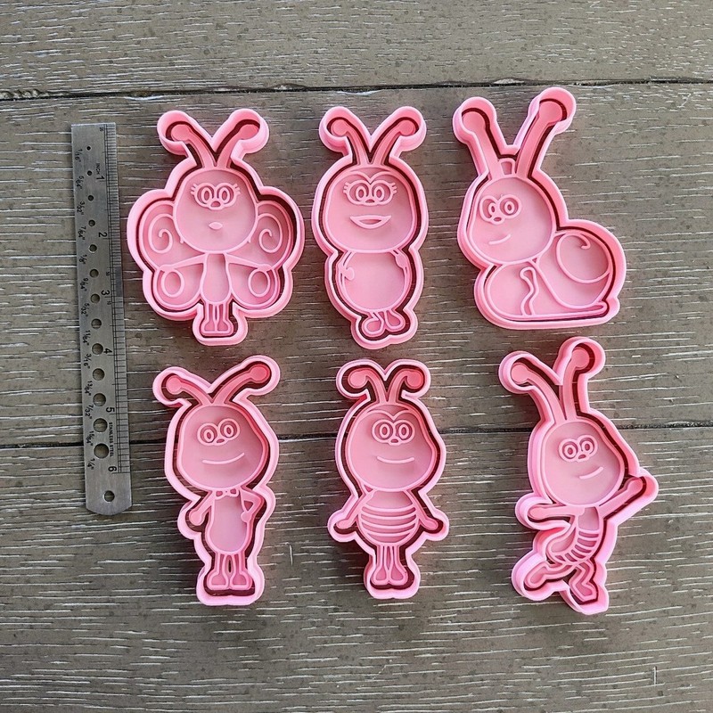 6-Piece Bichikids Boogie Bugs characters Cutters & Stamp Set – Perfect Gift Birt