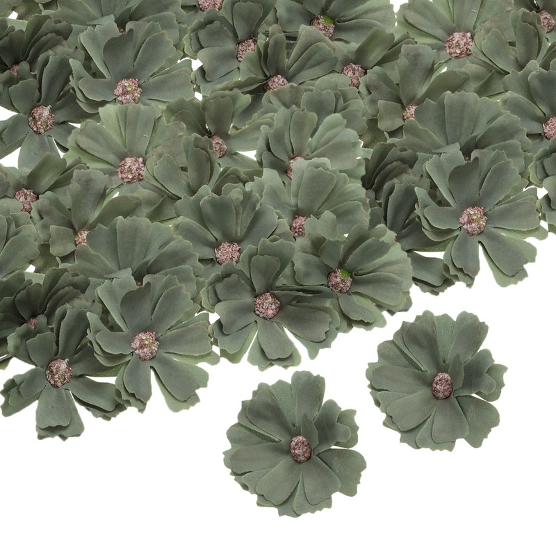 50pcs Artificial Daisies Flower Heads,1.8″ Silk Fake Daisies Heads, Lake Green