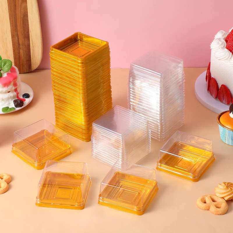 Plastic Blister Egg Yolk Crisp Box 2.22 Inch Square Bakery Box with Clear Lid... gallery