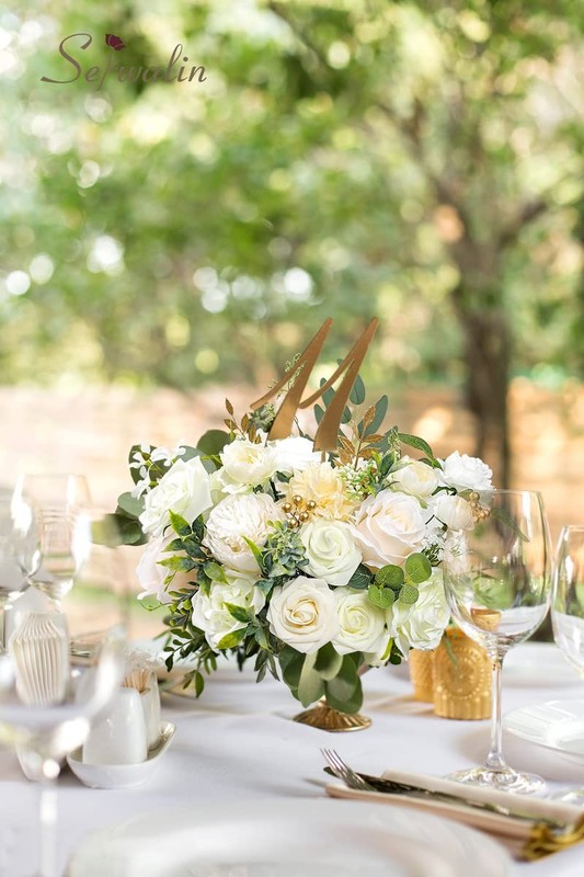 Serwalin Artificial Flowers White Peony Flowers Fake Wedding Flowers Cake gallery