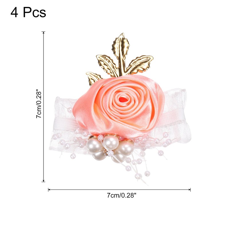 4pcs Pink Flower Bracelet 7cm Orange for Wrist Corsage gallery