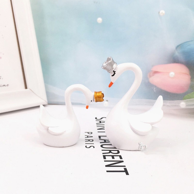 2PCS Swan Cake Topper Birthday Cake Topper Crown Swan Cake Decor Desktop Decor gallery