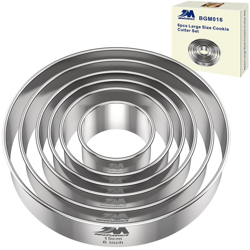 M JNGMEI 6 Pieces Stainless Steel Cookie Cutter Set 2”, 3”,3.5”, 4”,5”an…