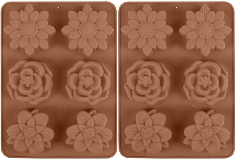 2PACK Snow Flower Break Apart Chocolate Silicone Deep Molds Non-Stick Food Grade