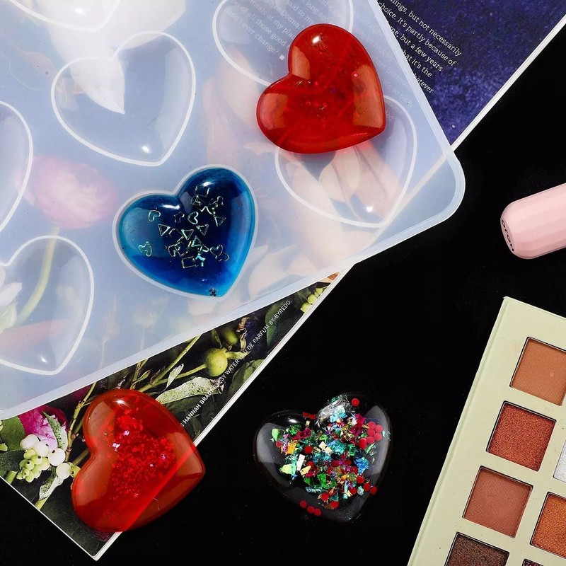 Heart Silicone Mold Resin Chocolate Soap Candle Candy Pendant 9 Cavity gallery
