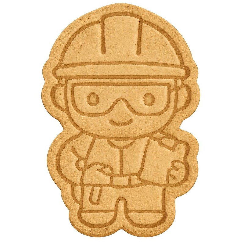 Chibi General Contractor with Safety Glasses Cookie Cutter & Stamp, Fon – 2.7×4″