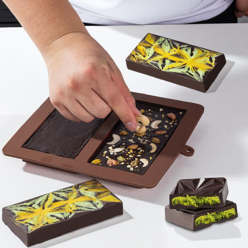 Deep Chocolate Bar Mold Silicone 1 Inch Dubai Pistachio Chocolate Bar Thick Mold gallery