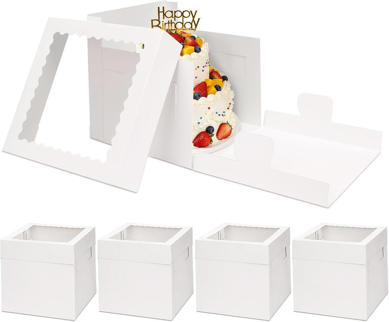 5 Pack Cake Boxes 8 Inch, Bakery Containers with Large Window, 8 Inch White Cake gallery