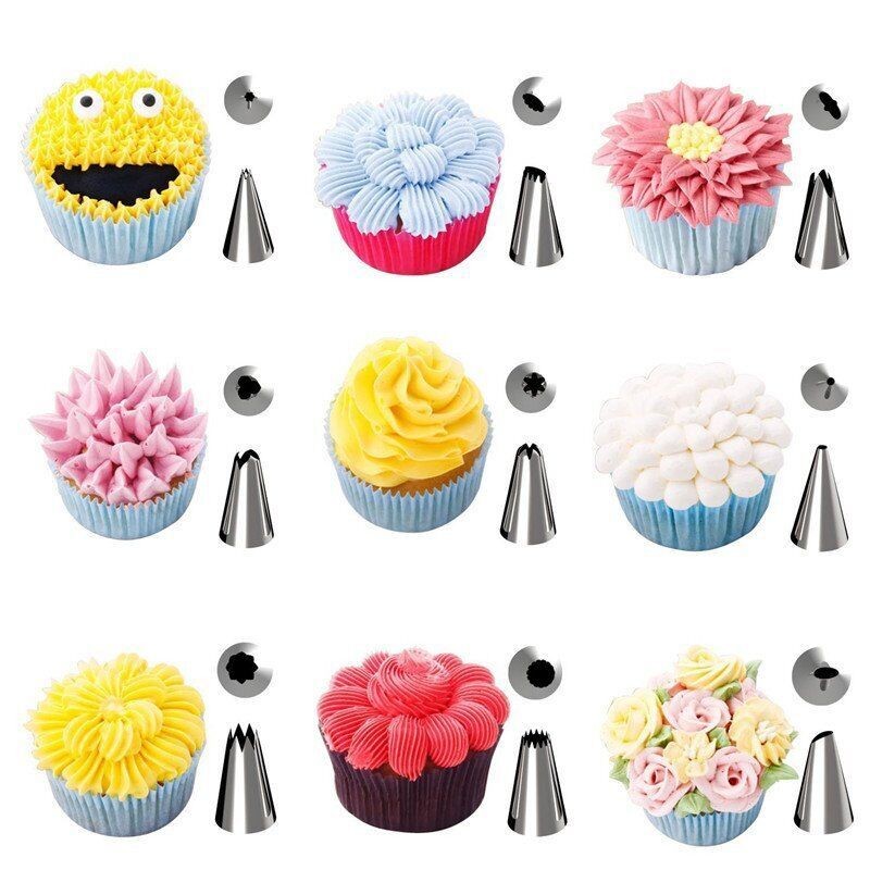 42Pcs Icing Piping Nozzles Pastry Tips Cake Decor Coupler Flower Nails DIY Set gallery