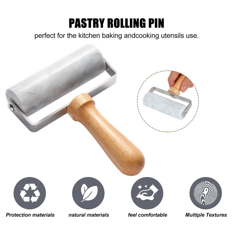 Smooth Surface Marble Rolling Pins for Baking,Dough Roller with T-Type,Pastry... gallery