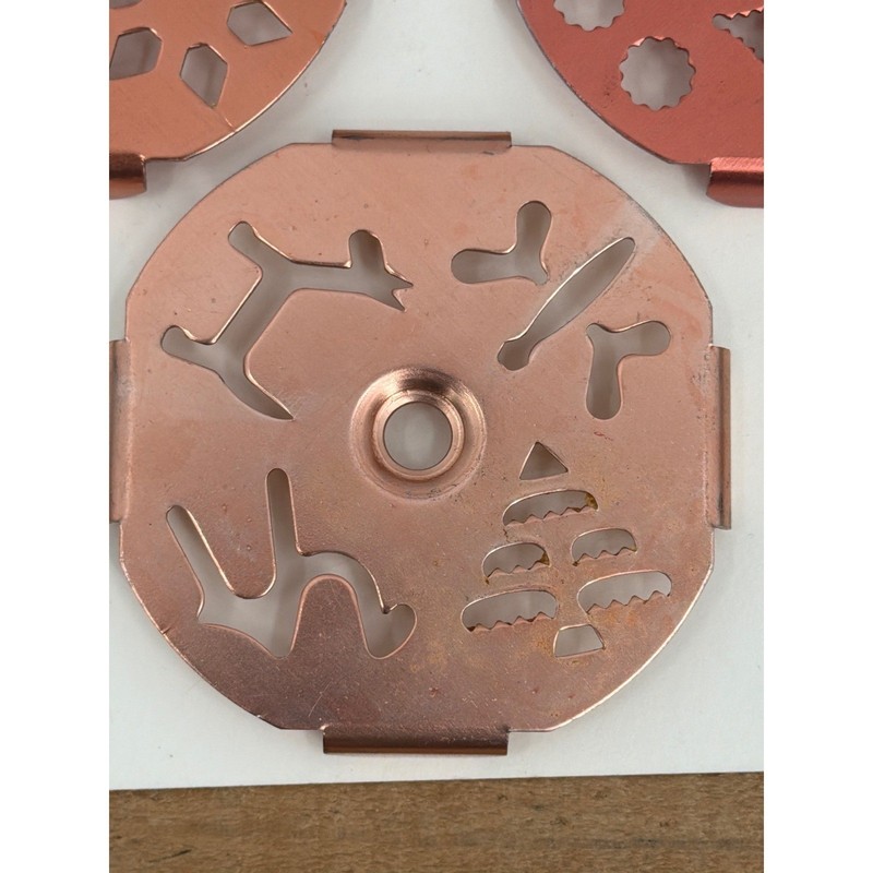 Vtg Aluminum Mirro Dial a Cookie Press 3 Copper Discs Manual Spritz Maker gallery